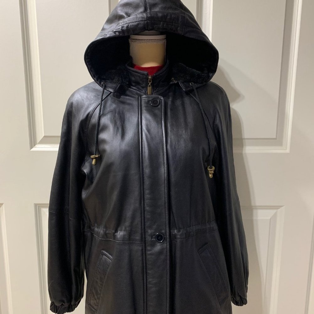 Women's (S)  Northern Glades Leather Hooded Coat
